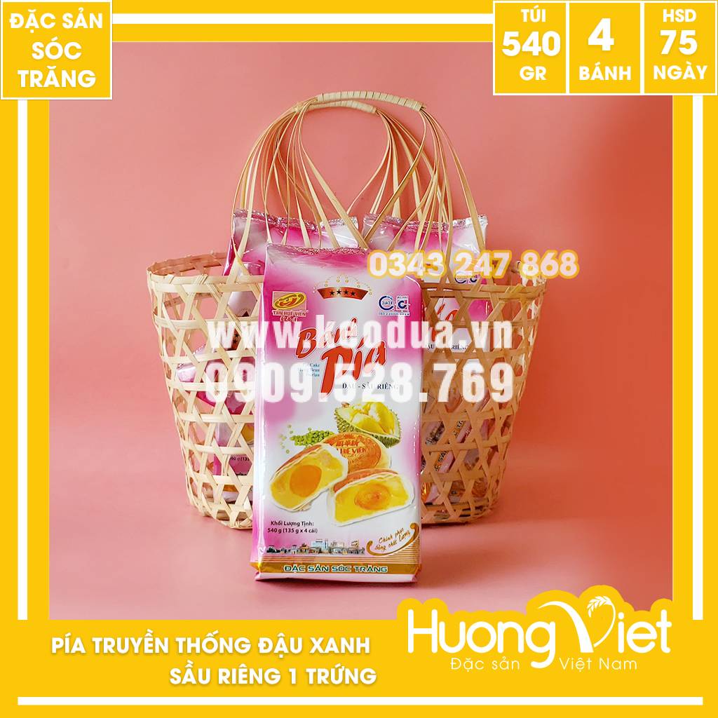 Bánh pía đậu xanh sầu riêng 4 sao Tân Huê Viên 540gr Bánh pía đậu xanh sầu riêng 4 sao Tân Huê Viên 540gr