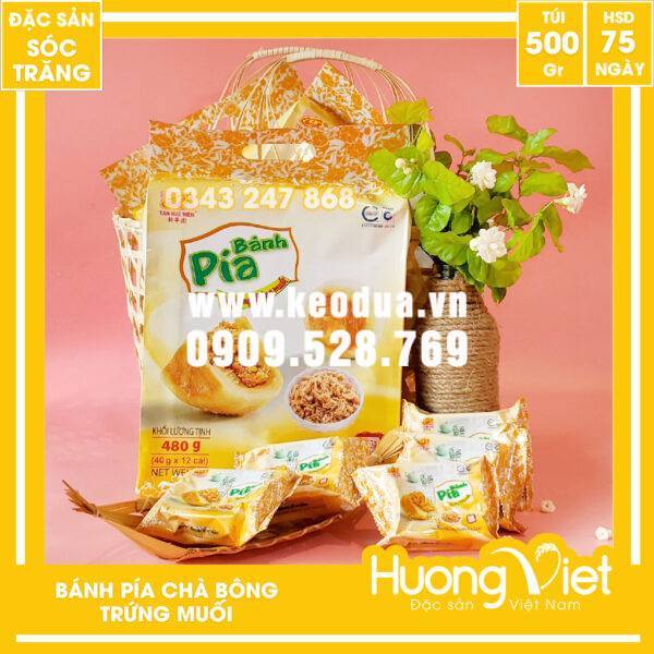 Bánh pía chà bông trứng muối mini Tân Huê Viên 12 bánh (túi 500gr)