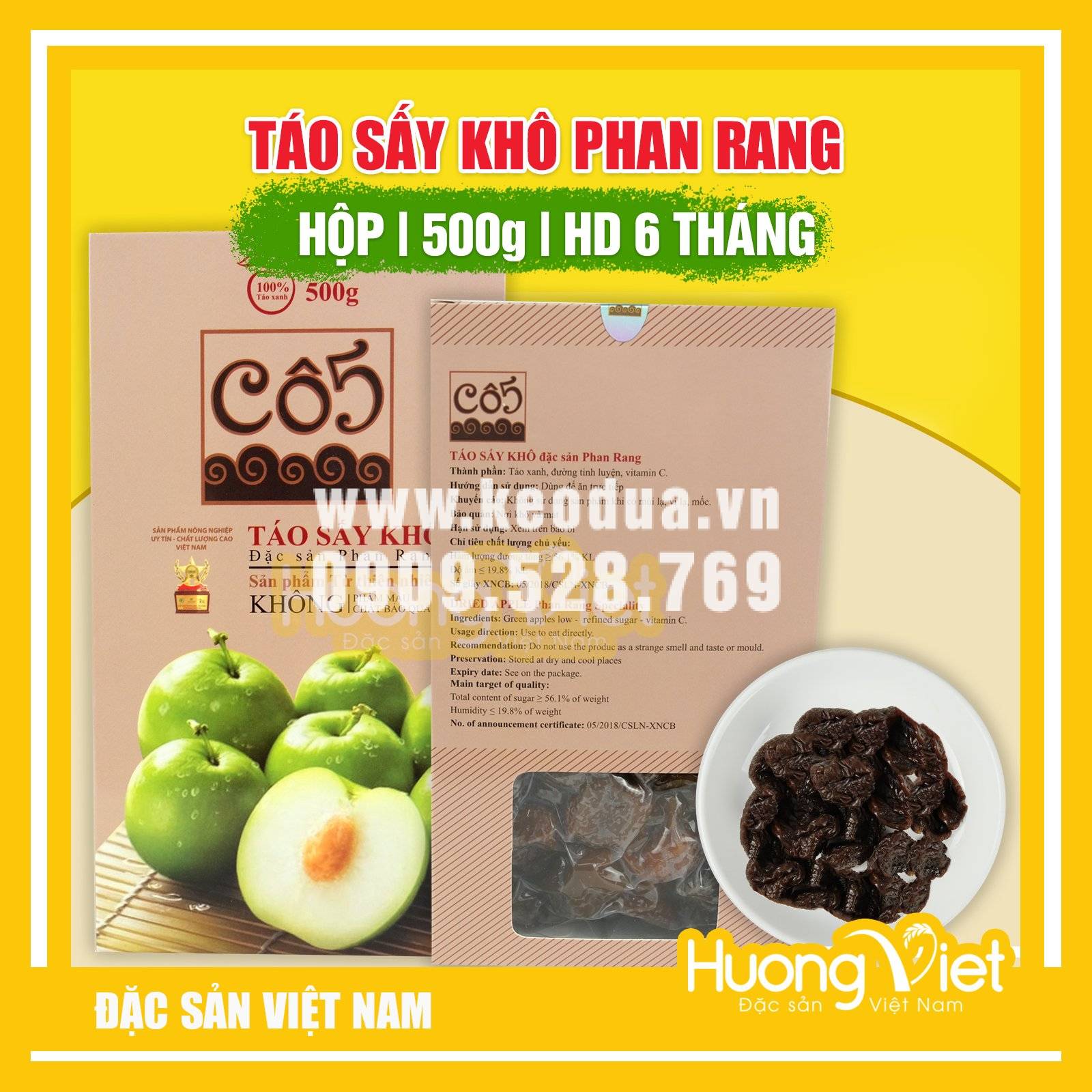 Mứt táo sấy khô tự nhiên Cô Năm 500g Mứt táo sấy khô tự nhiên Cô Năm 500g