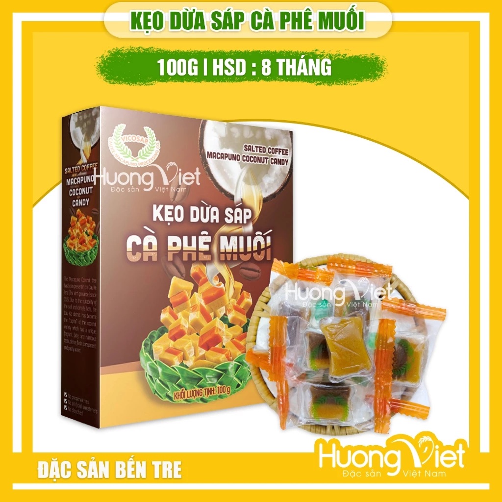 Kẹo Dừa Sáp Nguyên Chất VICOSAP hộp 100g Kẹo Dừa Sáp Nguyên Chất VICOSAP hộp 100g