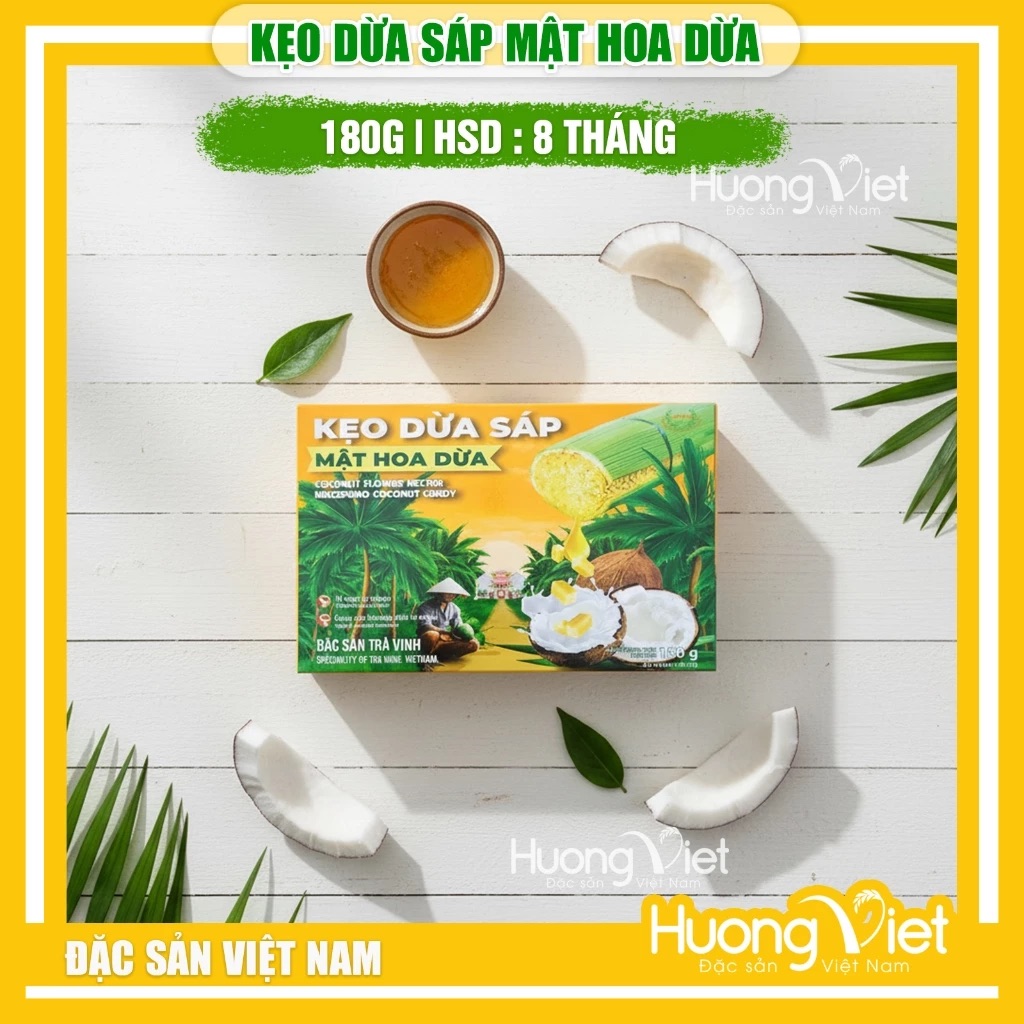 Kẹo Dừa Sáp Mật Hoa Dừa VICOSAP hộp 180g