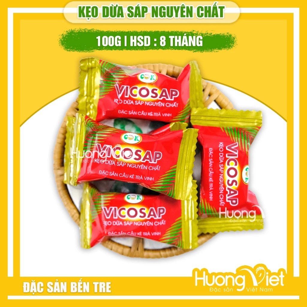 Kẹo Dừa Sáp Nguyên Chất VICOSAP hộp 100g Kẹo Dừa Sáp Nguyên Chất VICOSAP hộp 100g