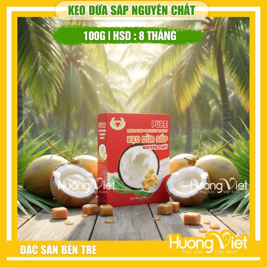 Kẹo Dừa Sáp Nguyên Chất VICOSAP hộp 100g Kẹo Dừa Sáp Nguyên Chất VICOSAP hộp 100g