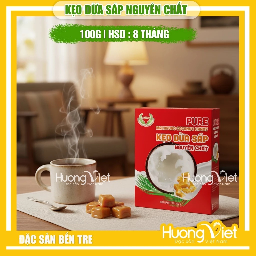 Kẹo Dừa Sáp Nguyên Chất VICOSAP hộp 100g