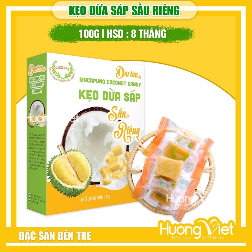 Kẹo Dừa Sáp Nguyên Chất VICOSAP hộp 100g Kẹo Dừa Sáp Nguyên Chất VICOSAP hộp 100g