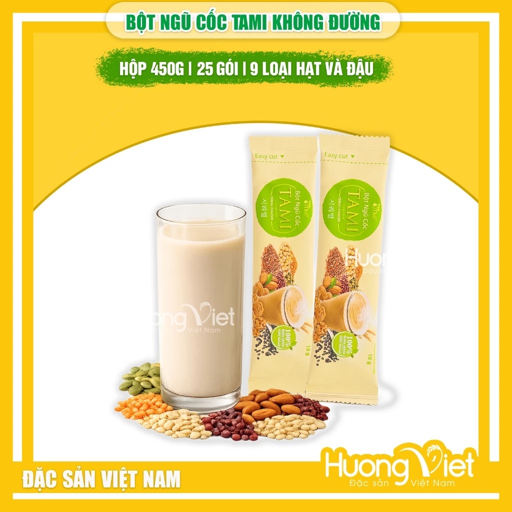 Bột Ngũ Cốc Không Đường TAMI hộp 450g Bột Ngũ Cốc Không Đường TAMI hộp 450g