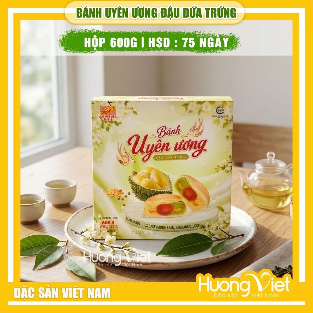 Bánh Pía Uyên Ương Đậu Dứa Trứng Tân Huê Viên hộp 600g Bánh Pía Uyên Ương Đậu Dứa Trứng Tân Huê Viên hộp 600g