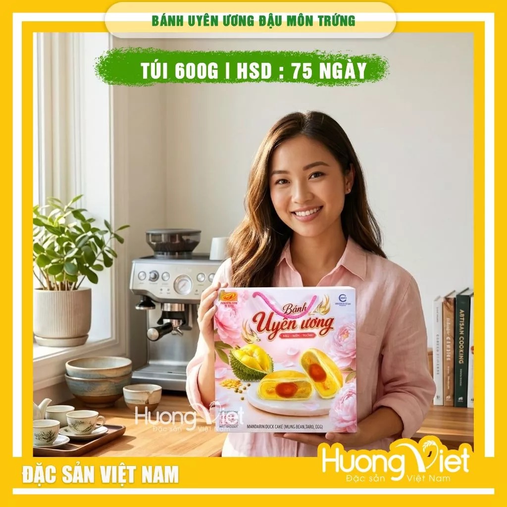 Bánh Pía Uyên Ương Đậu Dứa Trứng Tân Huê Viên hộp 600g Bánh Pía Uyên Ương Đậu Dứa Trứng Tân Huê Viên hộp 600g
