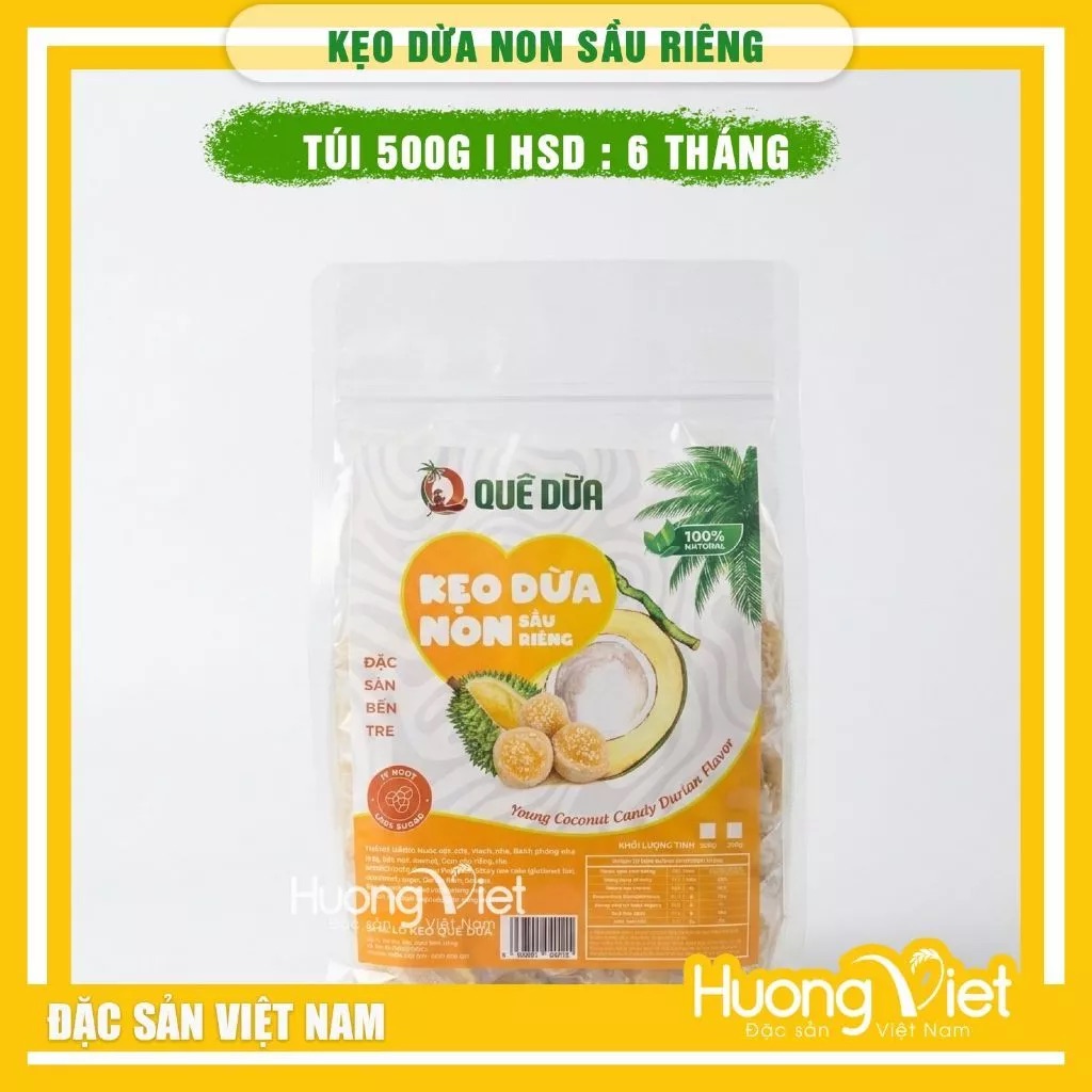 Kẹo Dừa Non Truyền Thống Quê Dừa túi 500g Kẹo Dừa Non Truyền Thống Quê Dừa túi 500g